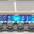 Modern High Tech Control Room Interior With Multiple Screens And Data Visualization Displays 3d model