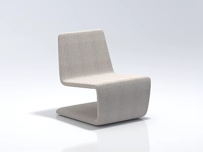 Modern Single Chair With Light Gray Linen Fabric And Curved Ergonomic Design 3d model