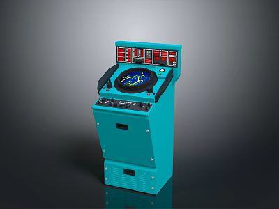 Weapon Control Console In Blue Color With Digital Screen And Control Panel Buttons 3d model