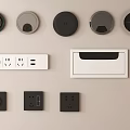 Modern Electrical Switches And Sockets Various Round Square Panel With USB Port Designs 3d model