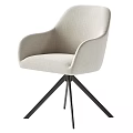 Modern Upholstered Dining Chair With Beige Fabric And Black Metal Tripod Legs