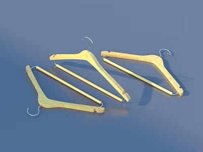 Everyday Yellow Wooden Hangers Practical Household Items for Clothing Storage 3d model