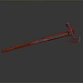 Traditional Medieval Axe Weapon With Wooden Handle And Metal Head Design