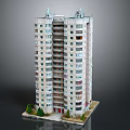 Multi Storey Residential Building With Light Colored Facade Balconies And Greenery At Base 3d model