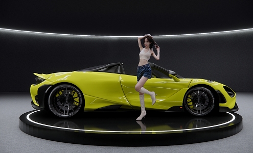 Hyundai McLaren Yellow sports car 3d model