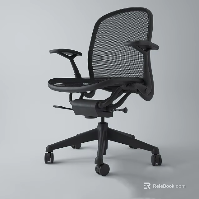 Ergonomic Office Chair With Mesh Back Adjustable Armrests And Five Wheel Base 3d model