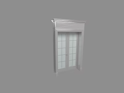 White Double Door With Glass Panels And Wooden Frame Interior Design 3d model