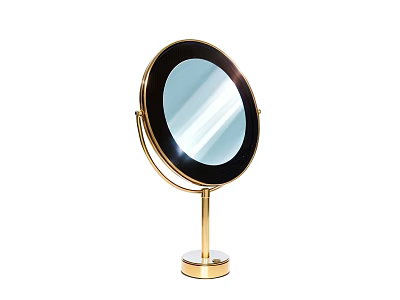 Elegant Round Bathroom Mirror With Golden Stand And Pedestal Base 3d model