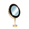 Elegant Round Bathroom Mirror With Golden Stand And Pedestal Base