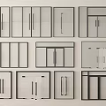 Various Modern Swing Door Styles With Glass Inserts And Different Frame Options 3d model