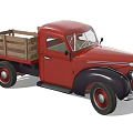 Vintage Red Classic Truck With Wooden Flatbed And Retro Design