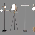 Modern Floor Lamps With Metal Frames And White Shades For Interior Decor