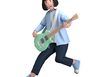 Modern Quyi Player Musician Woman Cartoon Musician 3d model