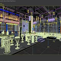 Modern Bar Interior With Neon Lights Green Wall Decor And Bar Stools