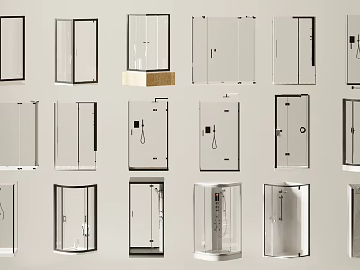 Various Modern Shower and Sauna Glass Enclosure Designs with Multiple Styles 3d model