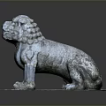 Ancient Style Stone Lion Statue With Seated Posture And Stone Base 3d model