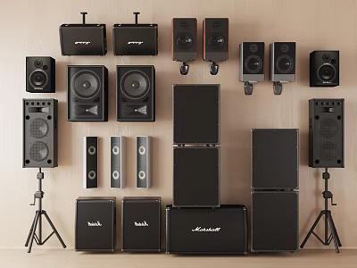 Diverse Audio Speakers Collection Featuring Bookshelf Floor Standing and Stand Mounted Designs 3d model