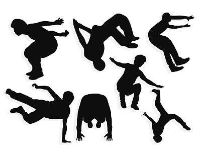 Parkour Surfing Skateboarding Sports Summer Wall Decoration Decorative Elements Icon Silhouette Roller Skating Dancing Dance Figure Skating Parkour 3d model