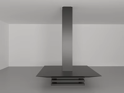 Black Column Modern Design With Square Base And Steps In White Room Gray Floor 3d model