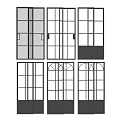Different Sliding Door Designs With Black Frames Glass Panels And Grid Patterns 3d model