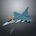 Blue Scale Fighter Jet Model With Open Cockpit And Missiles Under Wings