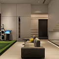 Modern Basement Interior Design With Seating Area Lighting And Decorative Elements