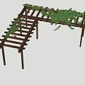 Outdoor Wooden Pergola Adorned With Lush Green Climbing Vines