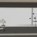 Modern Minimalist Interior With White Vertical Blinds Light Sofa Floor Lamp And Green Plant