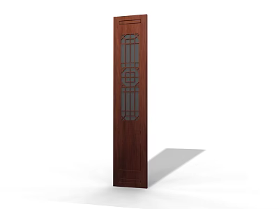 Elegant Wooden Door Panel Featuring Intricate Carved Lattice Window Design For Home Interior 3d model