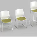 Modern Office Chairs With White Backrests Green Seats Metal Frames And Different Heights