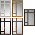 Durable Casement Windows Featuring Various Frame Designs and Clear Glass Panels 3d model