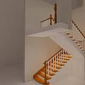 Indoor Staircase Architectural Design With Wooden Handrail White Balusters And Steps