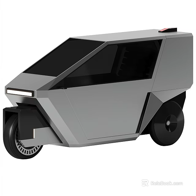 Modern Gray Utility Vehicle With Geometric Body Black Windows And Unique Wheels 3d model 