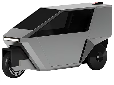 Modern Gray Utility Vehicle With Geometric Body Black Windows And Unique Wheels 3d model