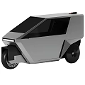 Modern Gray Utility Vehicle With Geometric Body Black Windows And Unique Wheels