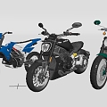 American Retro Motorcycle Harley Off-Road Motorcycle 3d model