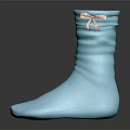 Light Blue Ruched Socks With Small Bow On Top Against Black Background 3d model