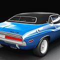 Blue Classic Sports Car With Black Roof Sleek Design And White Wheels