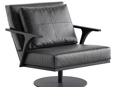 Black Leather Office Chair With Modern Design Armrests And Round Base 3d model