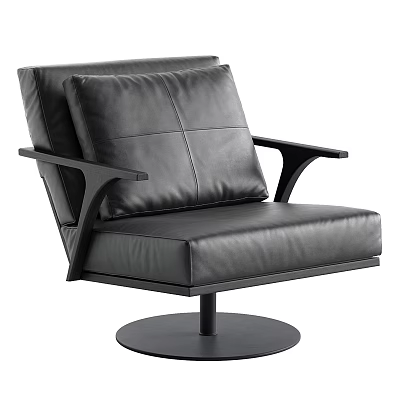 Black Leather Office Chair With Modern Design Armrests And Round Base 3d model