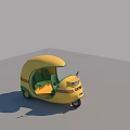 Yellow ECO 150 Electric Tricycle With Semi Enclosed Roof And Green Seats
