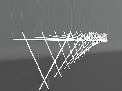 Modern Abstract Chandelier With Crossed Linear Hanging Lines Minimalist Design 3d model