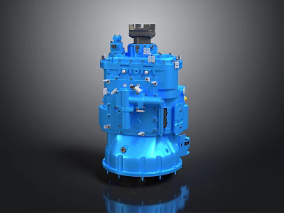 Blue Industrial Mechanical Equipment Featuring Complex Components And Metal Pipes 3d model