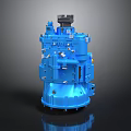 Blue Industrial Mechanical Equipment Featuring Complex Components And Metal Pipes