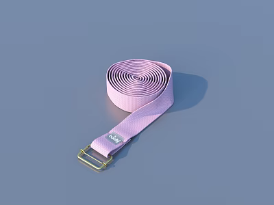 Pink Rolled Yoga Strap With Metal Buckle And Fabric Material For Fitness 3d model