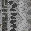 Decorative Stone Pavement With Circular Oval And Irregular Shaped Tiles On Gravel Base