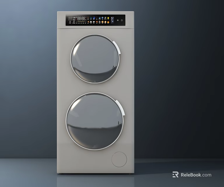 Modern Double Drum Washing Machine with Light Color and Sleek Design for Home Use 3d model 