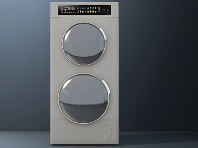 Modern Double Drum Washing Machine with Light Color and Sleek Design for Home Use 3d model