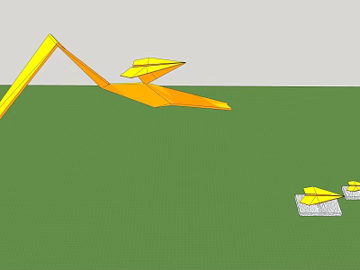 Modern gallery frame paper airplane sketch 3d model