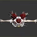 Anime Style 3D Character Model With Red White Outfit Long Hair And Boots